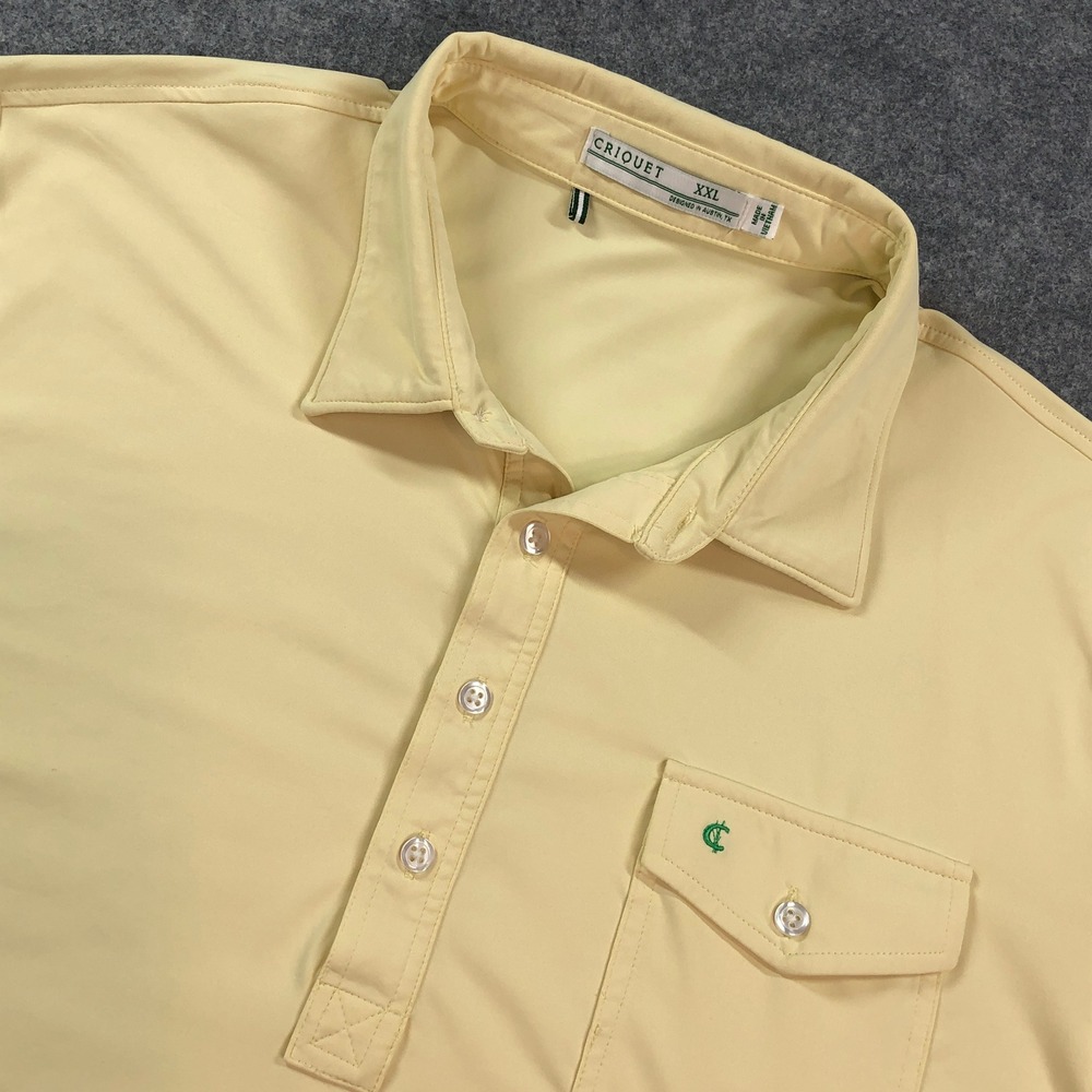 Criquet Mens Polo Shirt XXL Light Yellow Stretch Short Sleeve